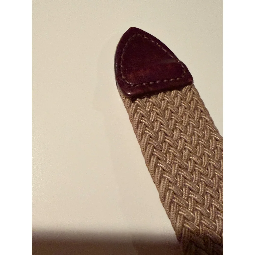 Dockers Mens Braided‎ Stretch Belt Khaki Tan Brown Leather Trim Size 40 11DK0323